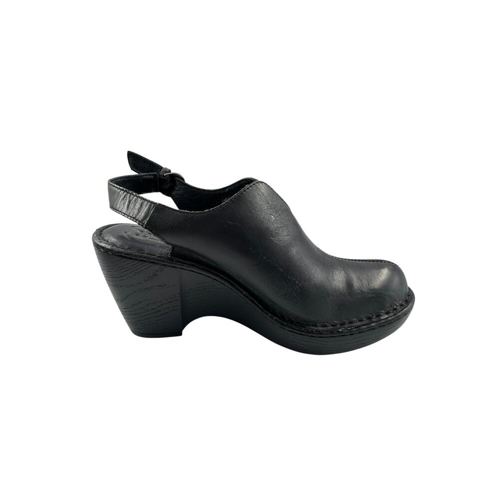Born Black Leather Slingback Clogs Heels Women Size US 9M Comfort Casual Career - Picture 6 of 11